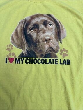 Chocolate Lab Labrador Retriever Dog Yellow Graphic Cotton Tee Shirt